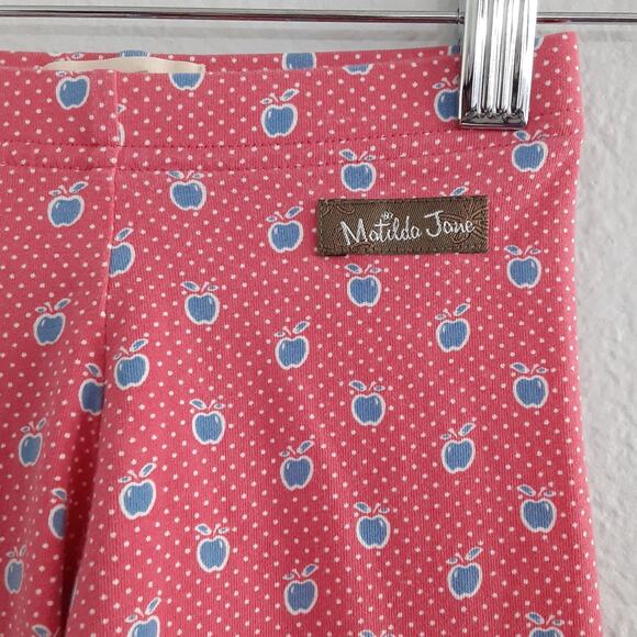 Matilda Jane Cortland Leggings Girls 4 Red Apple Ruffle Polka Dot Fall - Picture 3 of 9